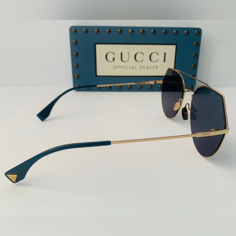 💯 - New Authentic Fendi Eyeline Blue Metal Sunglasses FF 0194/S 000552A